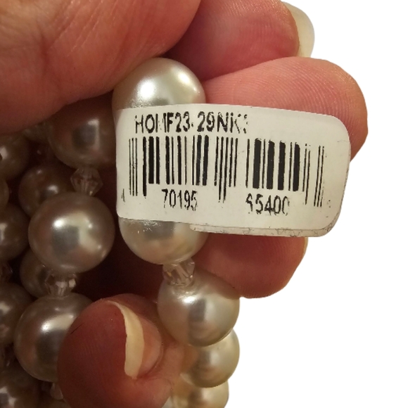 White Laura Women's Multi-Layered Faux Pearl Necklace - Picture 9 of 10